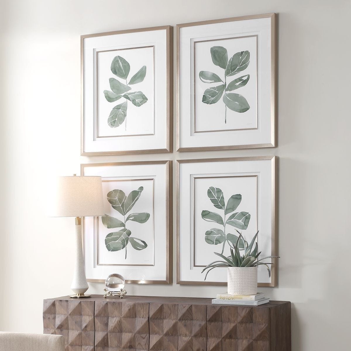 Uttermost Accessories Fiddle Head Leaf Botanical Prints Set of 4 House of Isabella UK