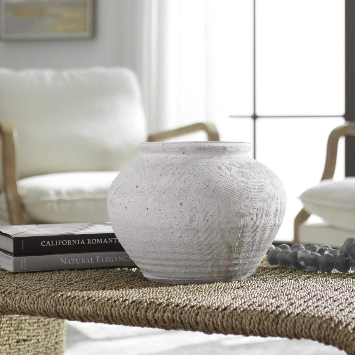 Uttermost Accessories Floreana Round White Vase House of Isabella UK