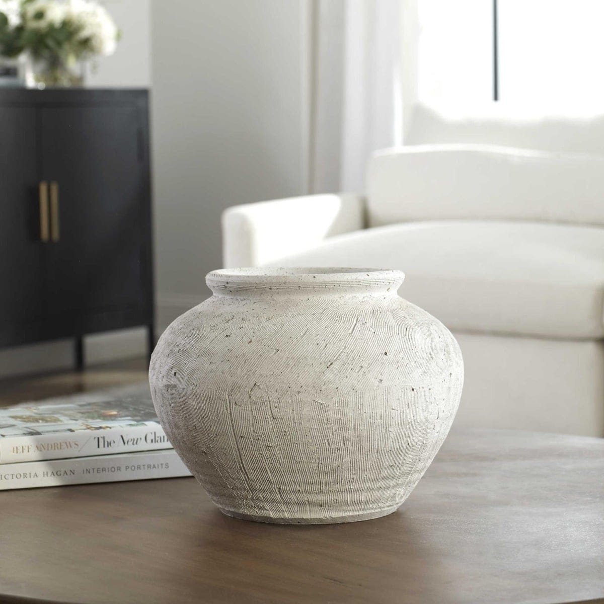 Uttermost Accessories Floreana Round White Vase House of Isabella UK