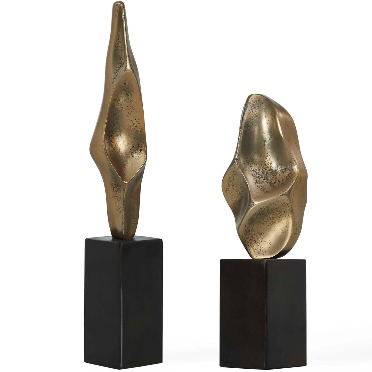 Uttermost Accessories Fluid Geometry Gold Sculptures, Set of 2 House of Isabella UK