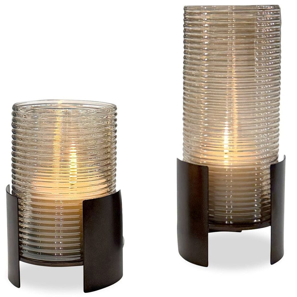 Uttermost Accessories Fluted Fire Cylinder Candleholders - Set of 2 House of Isabella UK