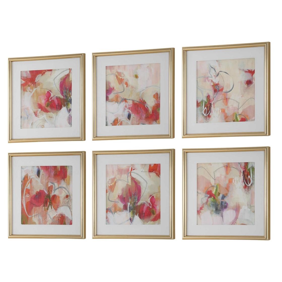 Uttermost Accessories Fresh Start Red Abstract Prints, Set of 6 House of Isabella UK