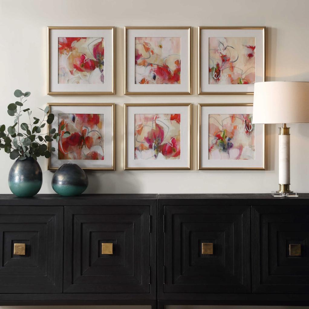 Uttermost Accessories Fresh Start Red Abstract Prints, Set of 6 House of Isabella UK