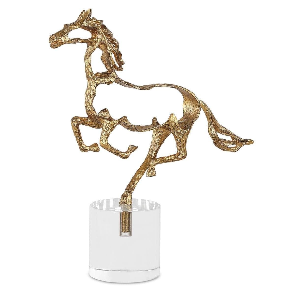 Uttermost Accessories Gallop Brass Horse Sculpture on Crystal Base House of Isabella UK