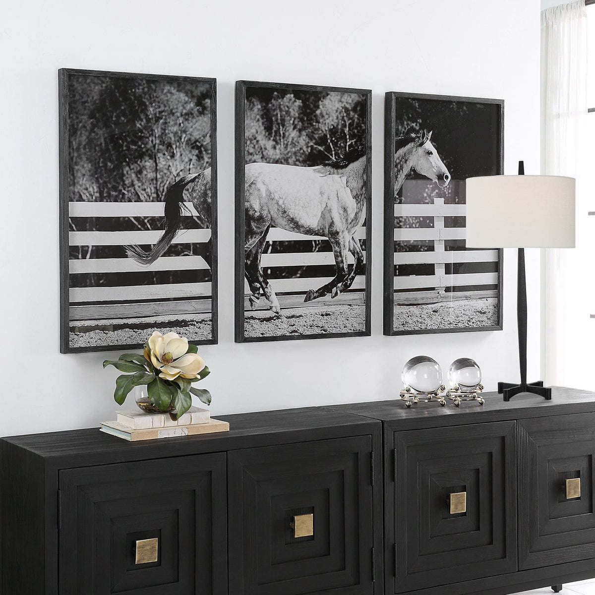 Uttermost Accessories Galloping Forward Equine Prints - Set of 3 House of Isabella UK