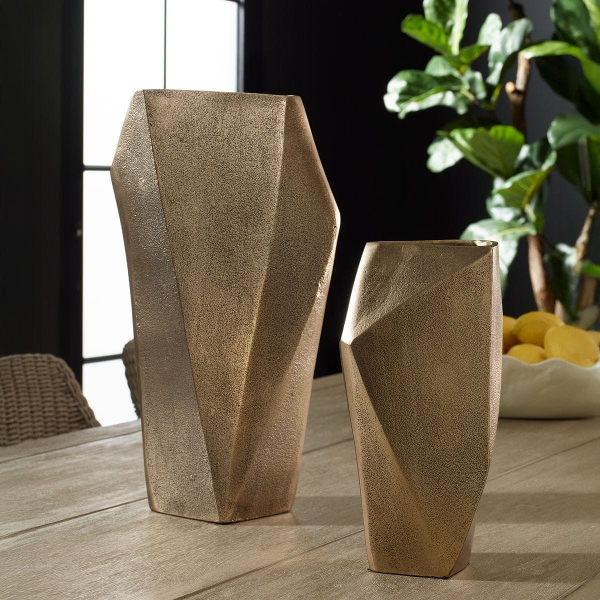 Uttermost Accessories GeoForm Indoor-Outdoor Vases in Brass - Set of 2 House of Isabella UK