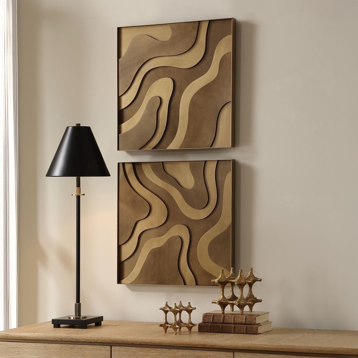 Uttermost Accessories Golden Terrain Wooden Wall Decor - Set of 2 House of Isabella UK