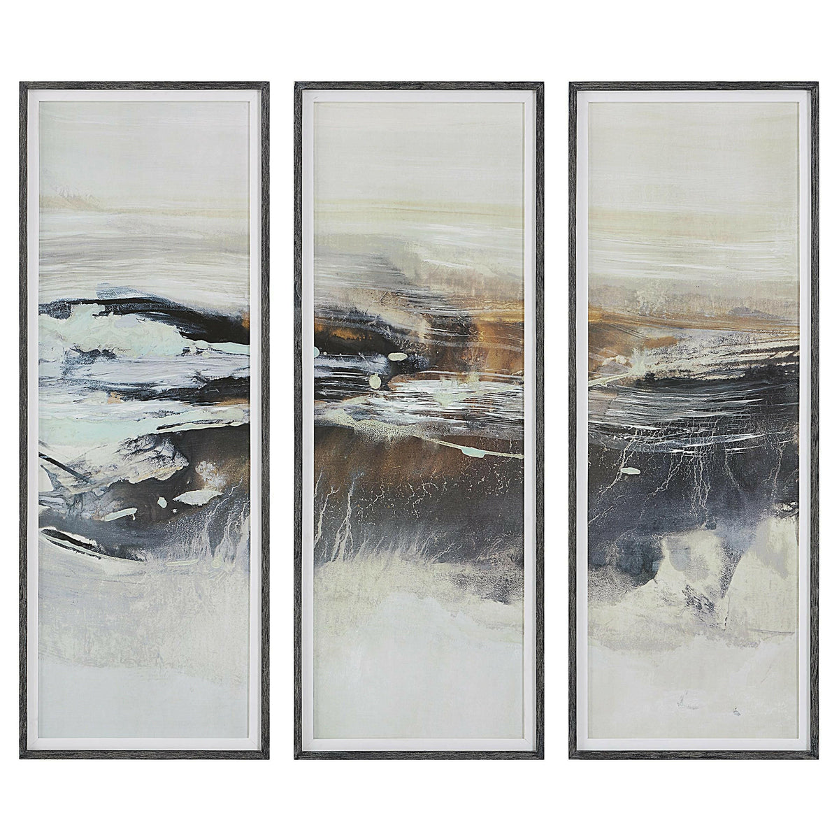 Graphite Horizon Framed Prints, Set/3.