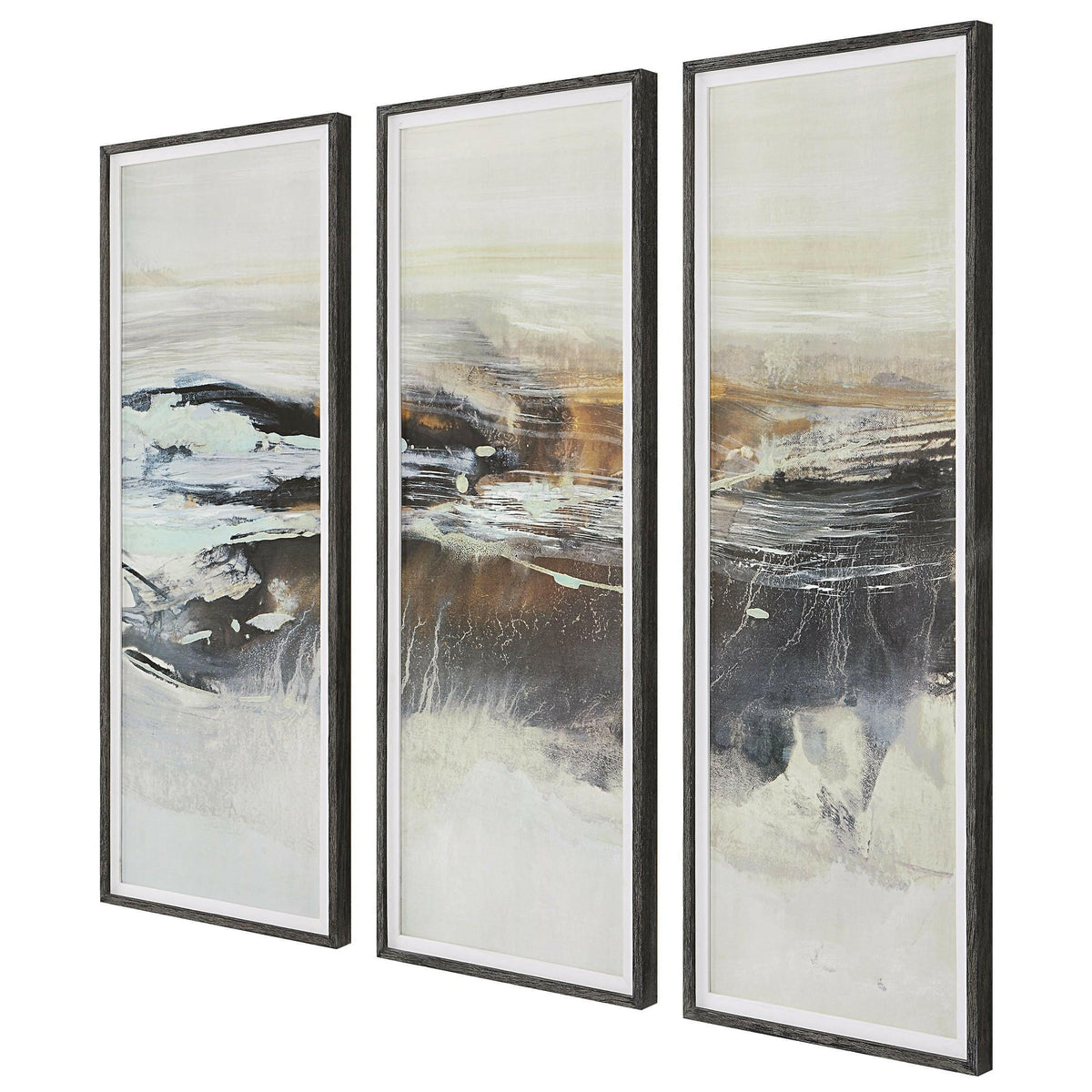 Graphite Horizon Framed Prints, Set/3.