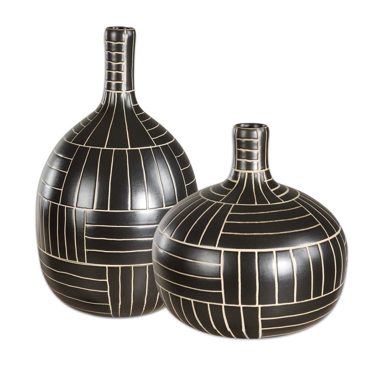 Uttermost Accessories Graphite Stride Geometric Vases Set of 2 House of Isabella UK