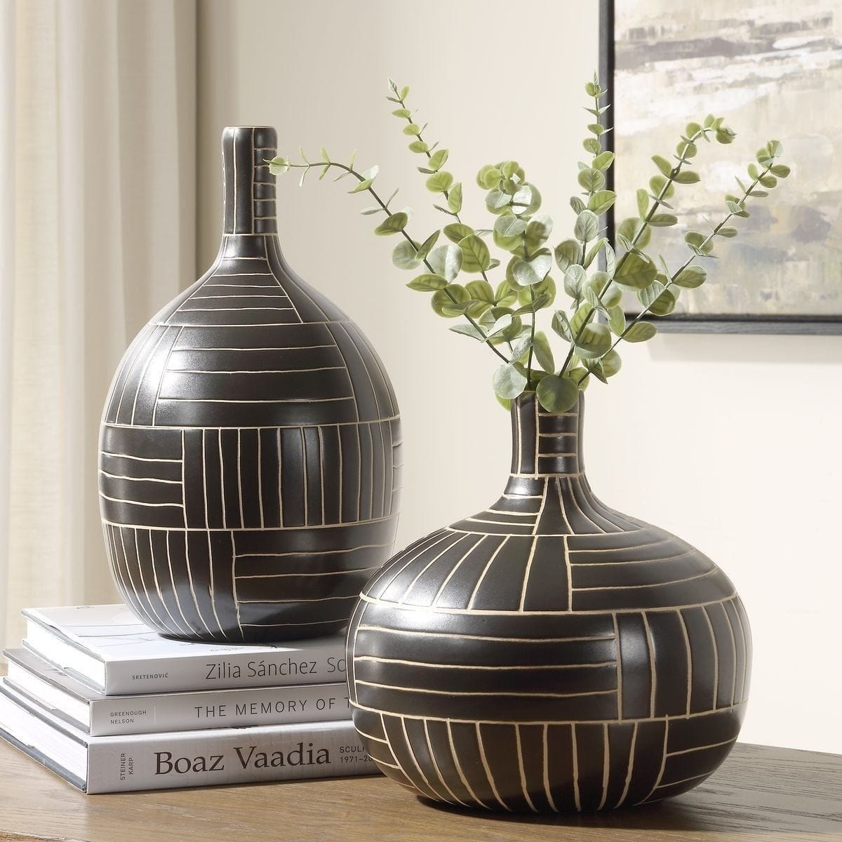 Uttermost Accessories Graphite Stride Geometric Vases Set of 2 House of Isabella UK