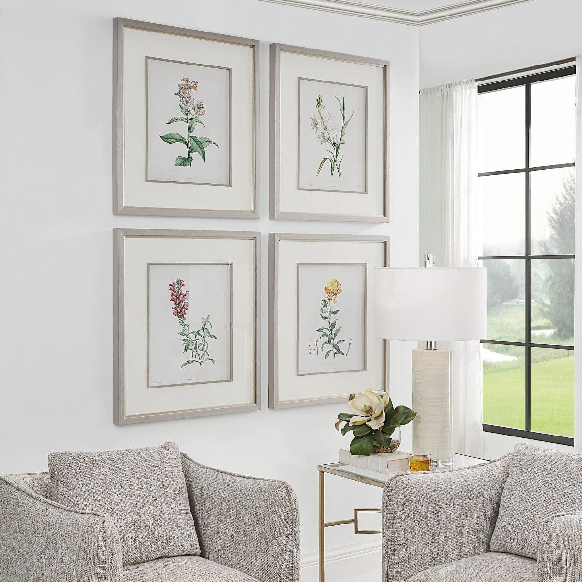 Uttermost Accessories Heirloom Blooms Study Framed Prints Set/4 House of Isabella UK