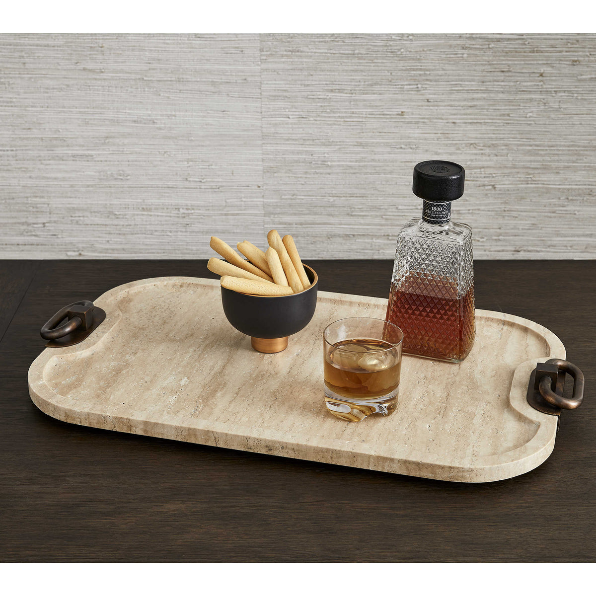 Uttermost Accessories Hippodrome Tray in Travertine House of Isabella UK
