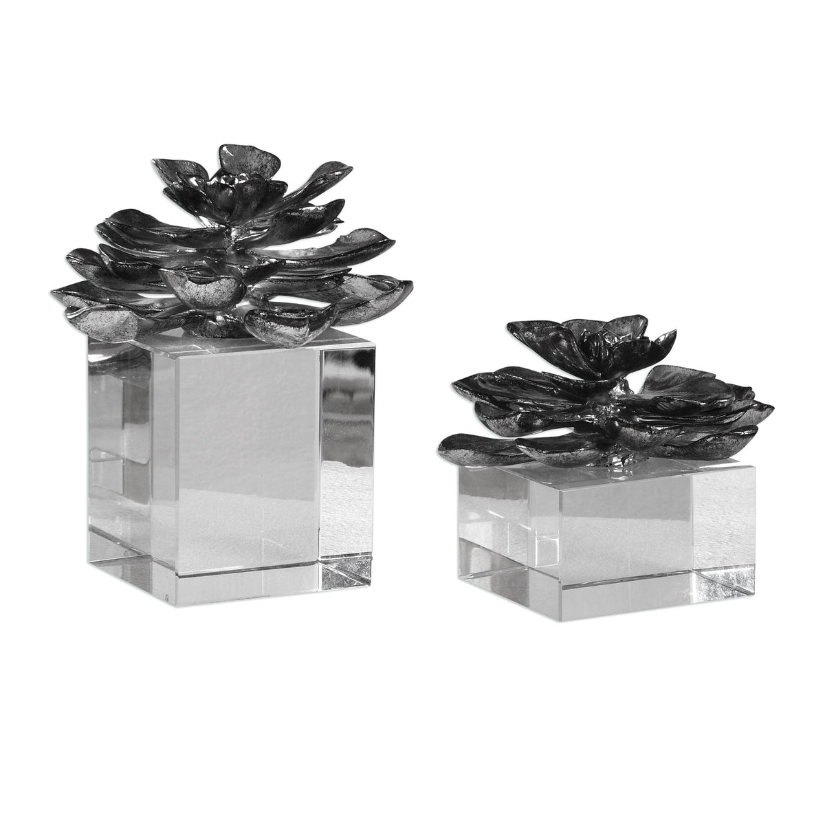 Uttermost Accessories Indian Lotus Metallic Silver Flowers S/2 House of Isabella UK