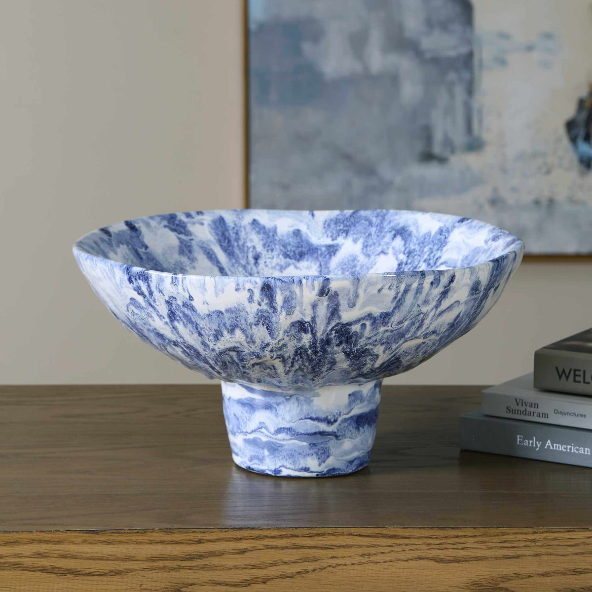 Uttermost Accessories Indigo Marble Pedestal Bowl House of Isabella UK