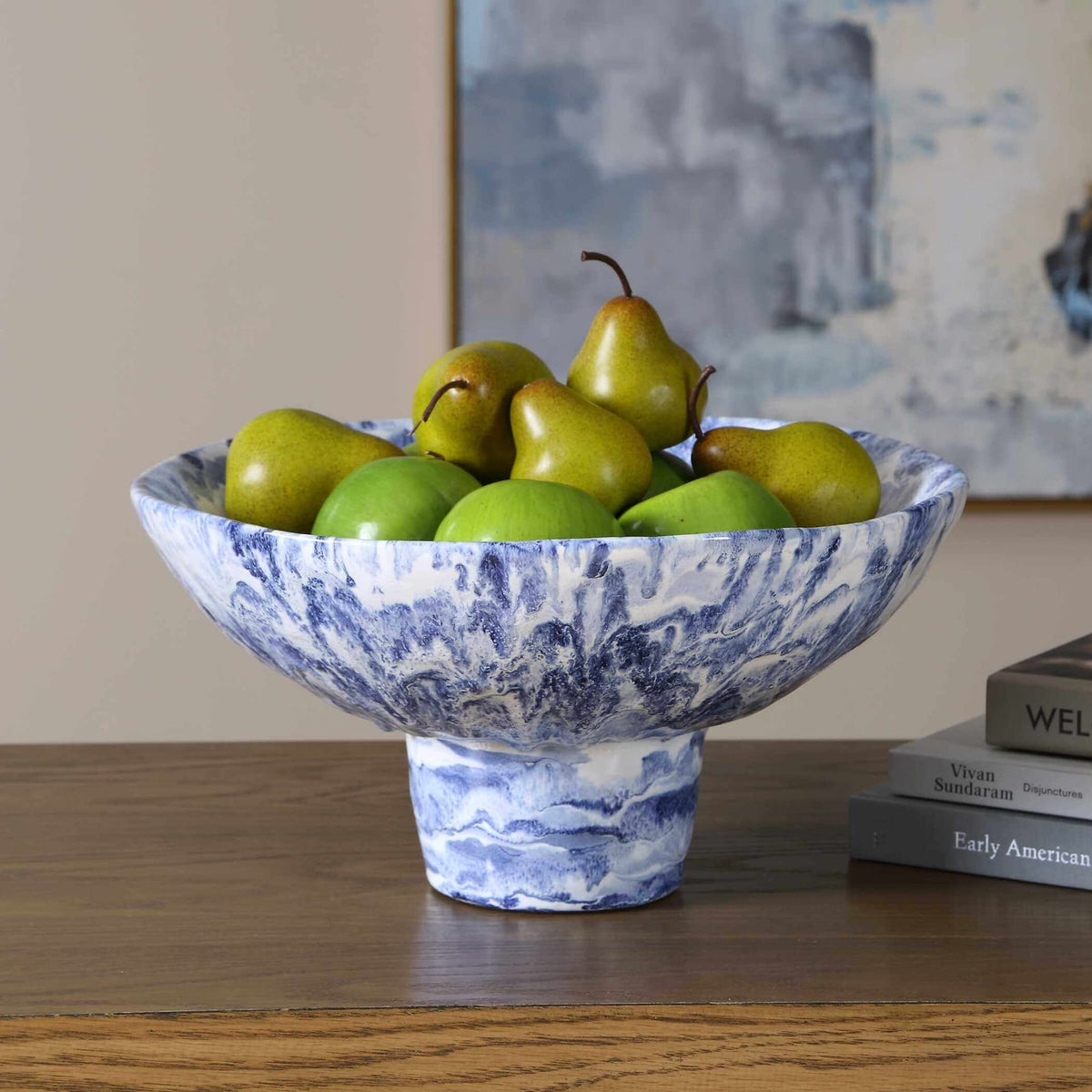 Uttermost Accessories Indigo Marble Pedestal Bowl House of Isabella UK