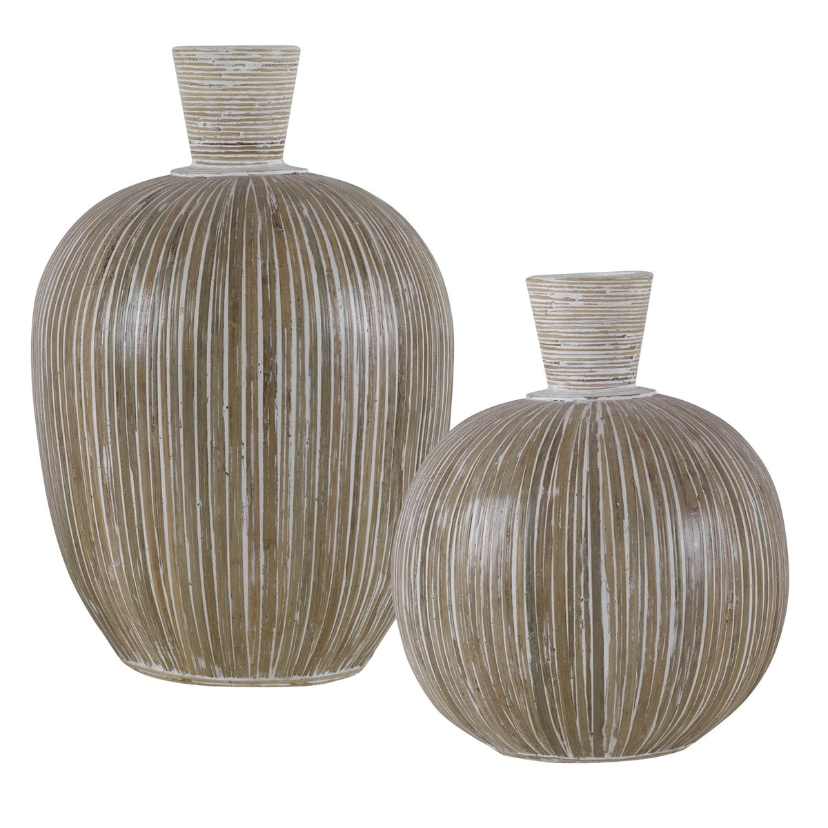 Uttermost Accessories Islander White Washed Vases, S/2 House of Isabella UK