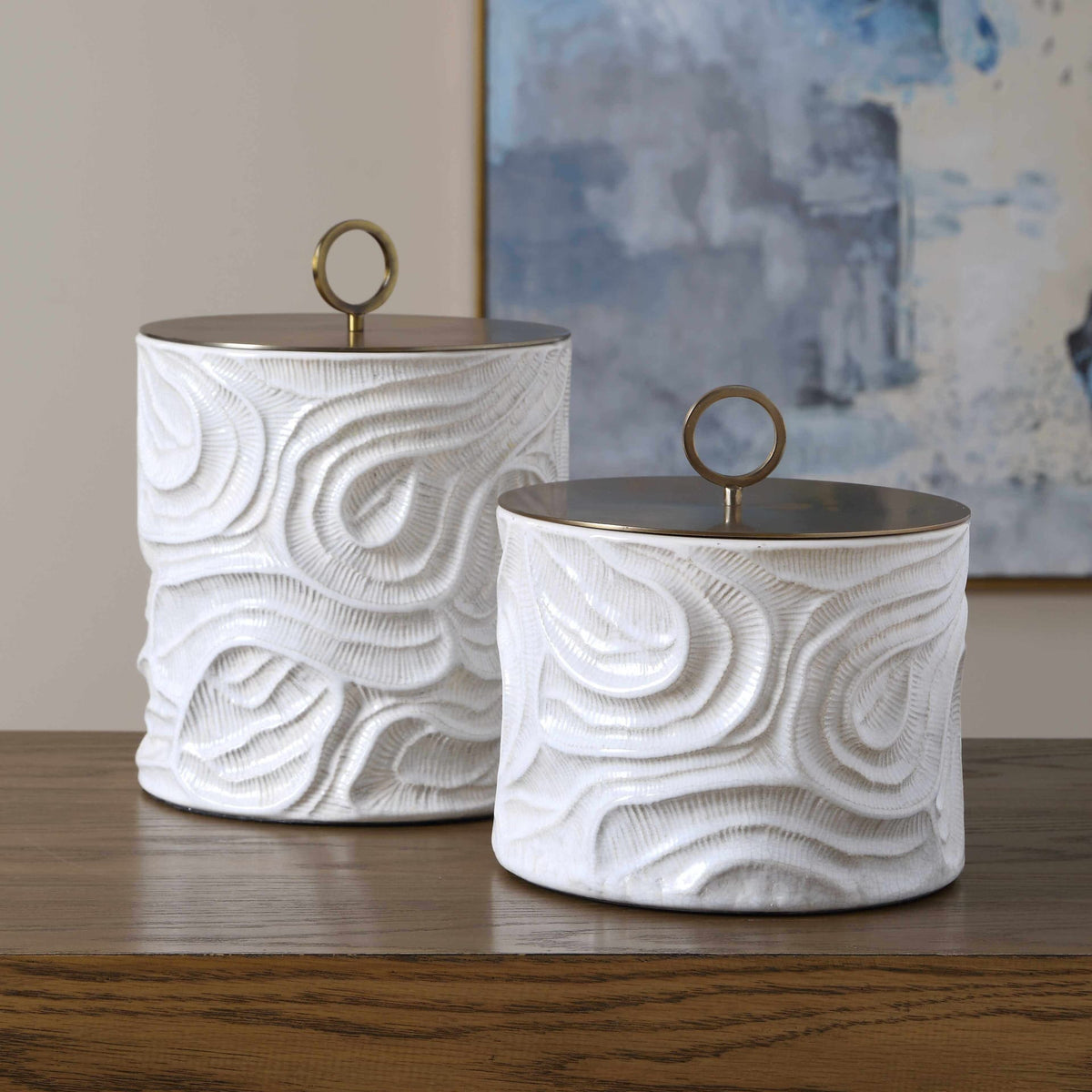 Uttermost Accessories Ivory Tide Canisters, Set of 2 House of Isabella UK