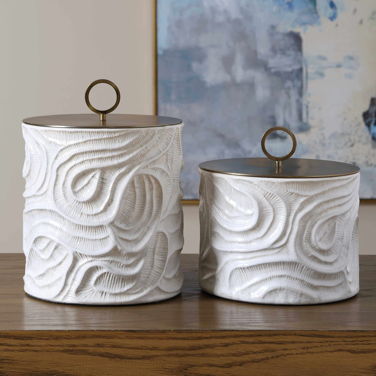 Uttermost Accessories Ivory Tide Canisters, Set of 2 House of Isabella UK
