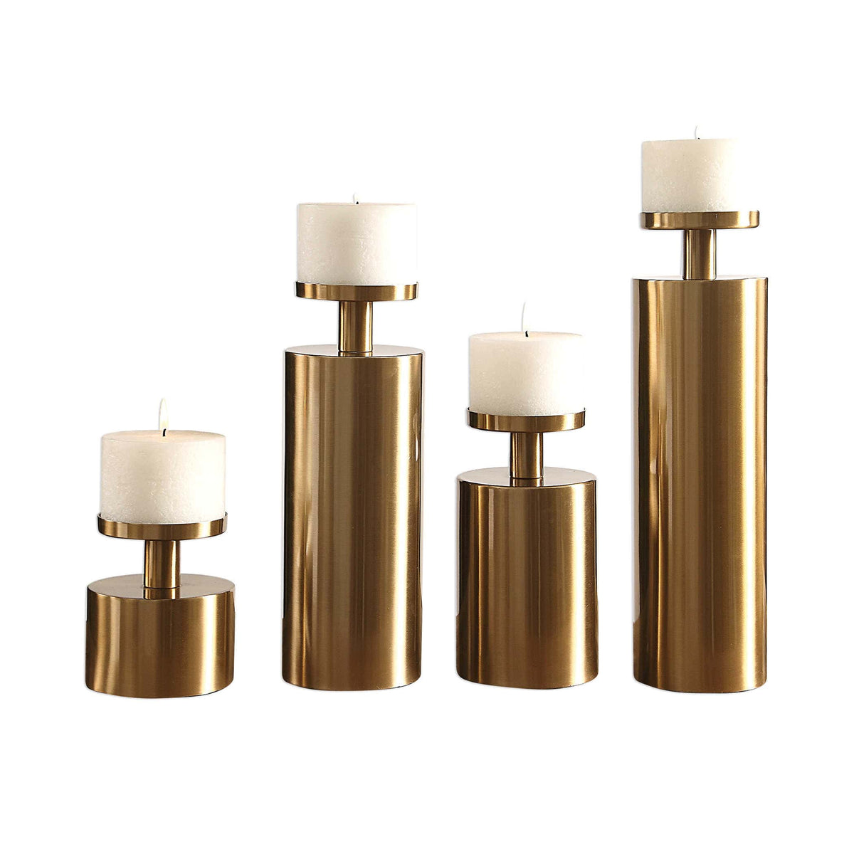Uttermost Accessories Kamdyn Candleholders - Brass, Set of 4 House of Isabella UK