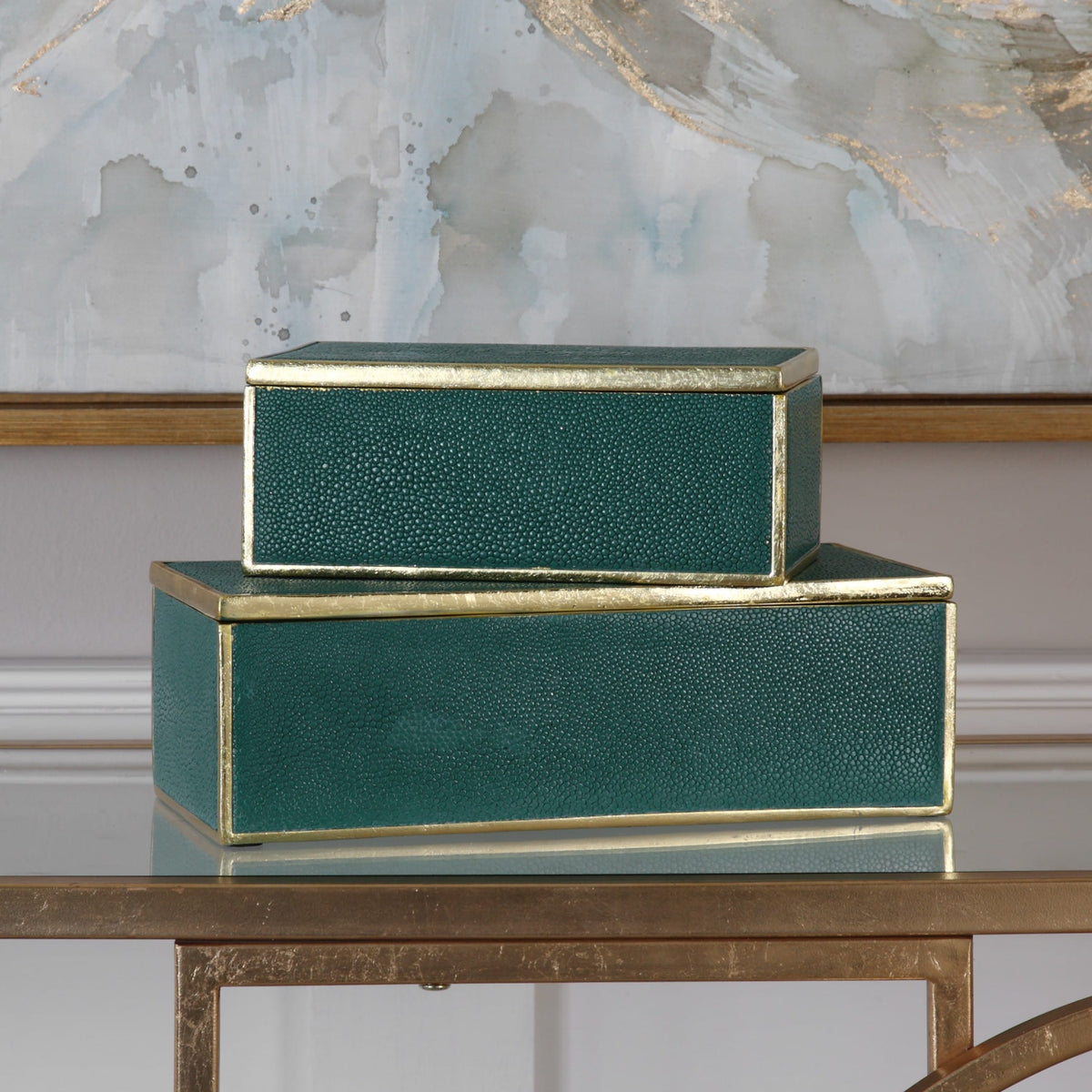 Uttermost Accessories Karis Emerald Green Boxes S/2 House of Isabella UK