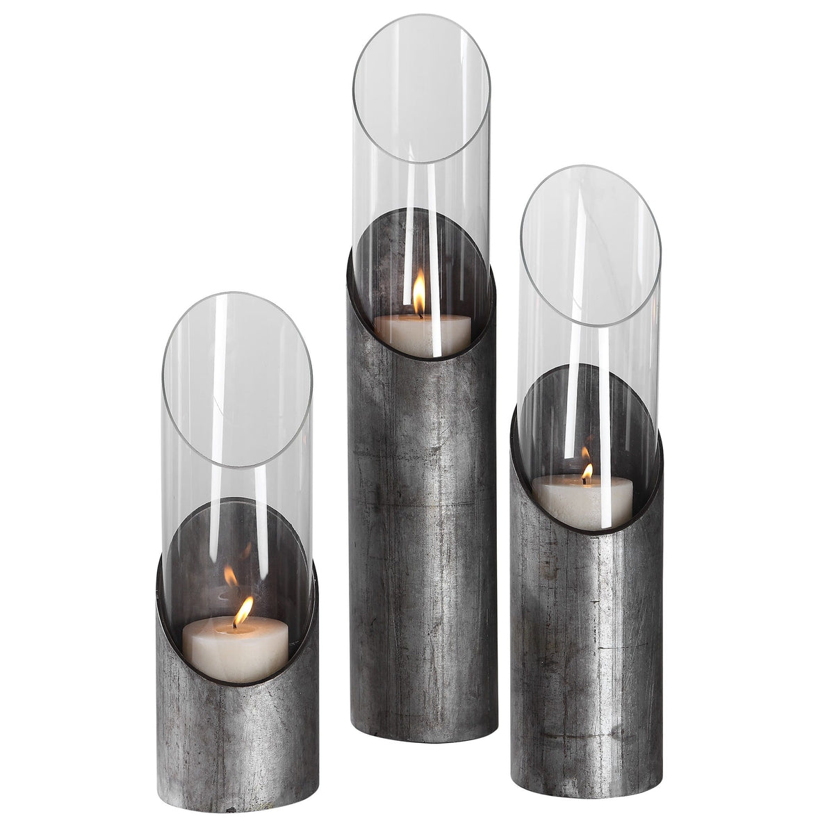 Uttermost Accessories Karter Iron & Glass Candleholders Set/3 House of Isabella UK