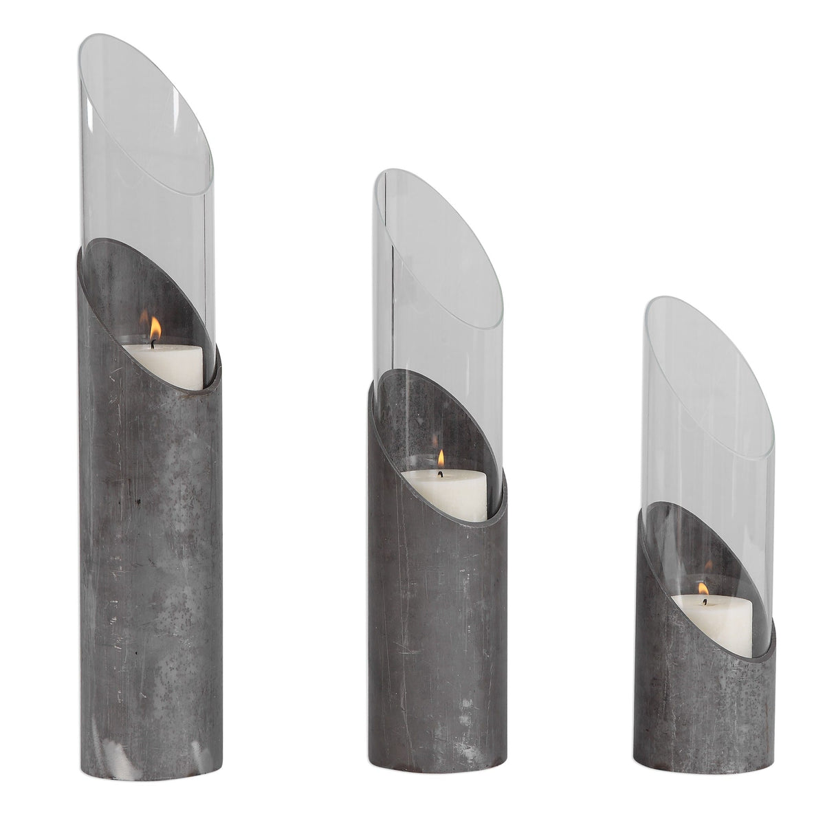 Uttermost Accessories Karter Iron & Glass Candleholders Set/3 House of Isabella UK