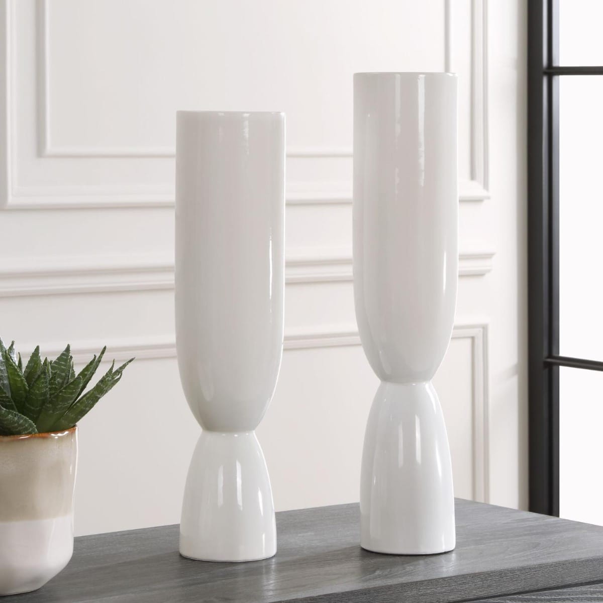 Uttermost Accessories Kimist White Vases, Set of 2 House of Isabella UK