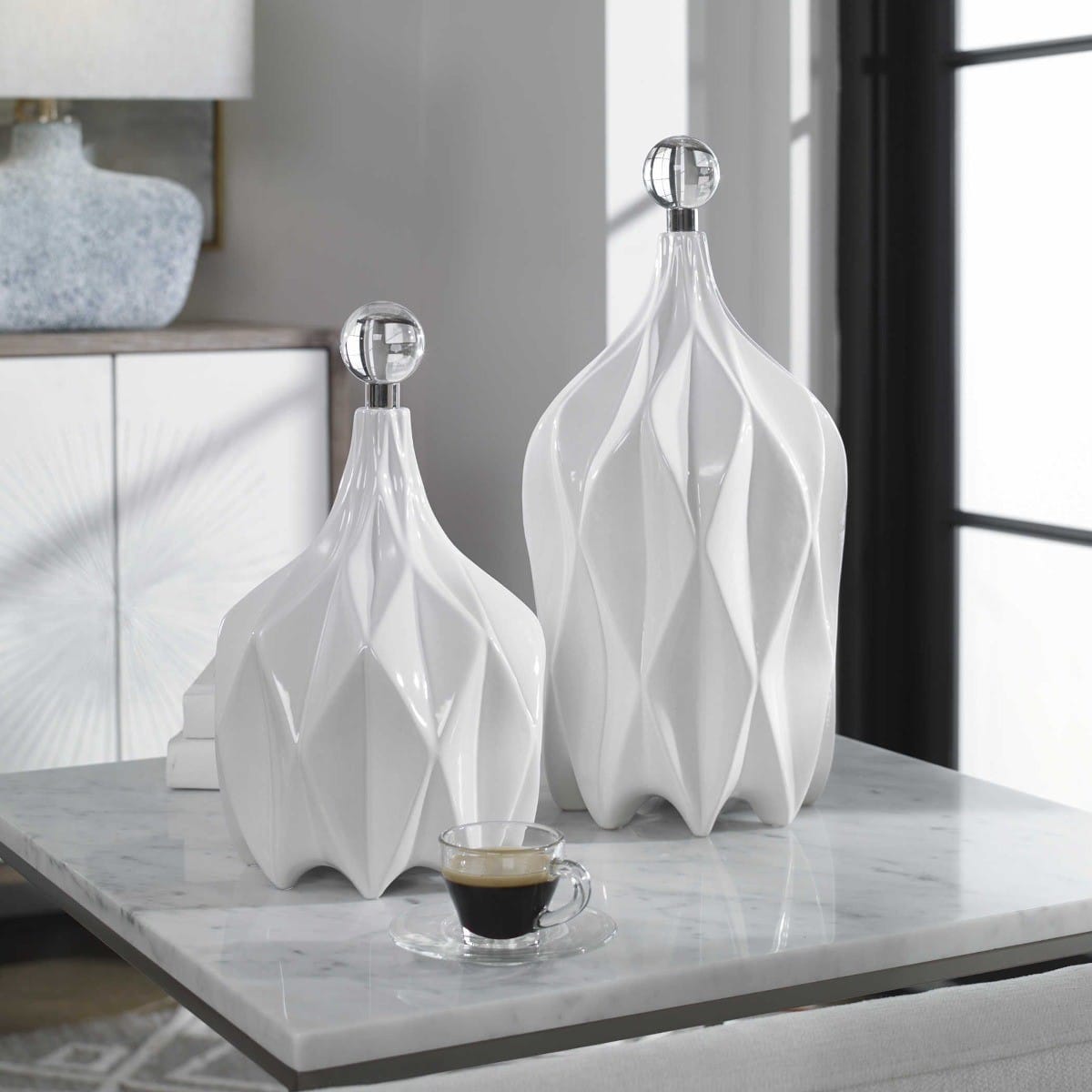 Uttermost Accessories Klara White Bottles, S/2 House of Isabella UK
