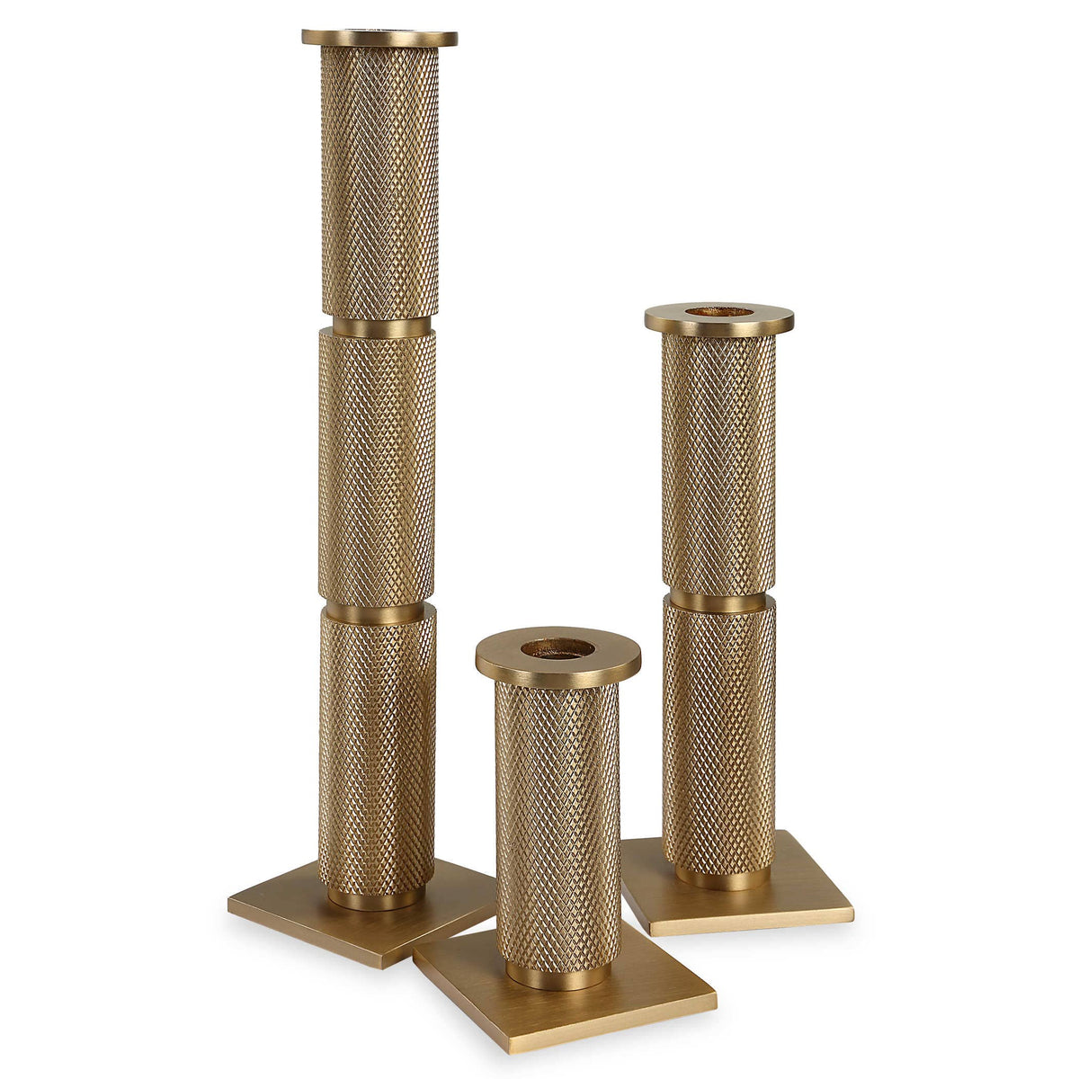 Uttermost Accessories Knurled Taper Candleholders, Set of 3 House of Isabella UK
