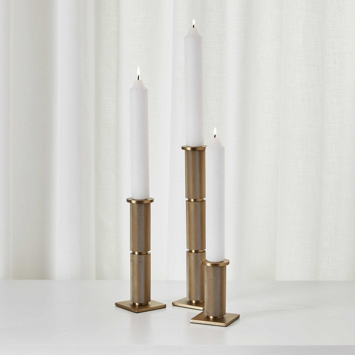 Uttermost Accessories Knurled Taper Candleholders, Set of 3 House of Isabella UK