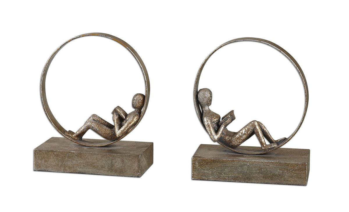 Uttermost Accessories Lounging Reader Antique Bookends Set/2 House of Isabella UK