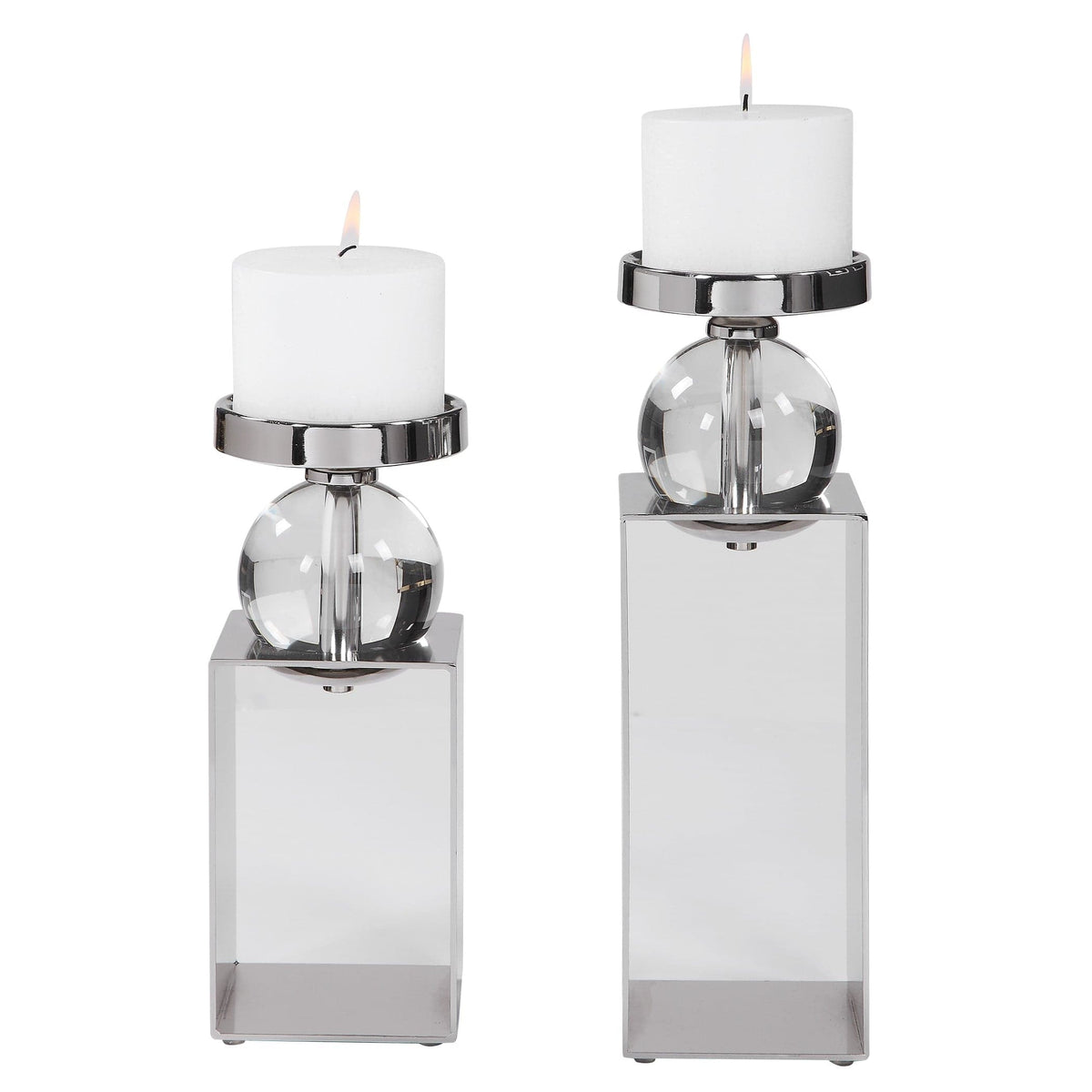 Uttermost Accessories Lucian Nickel Candleholders, Set/2 House of Isabella UK