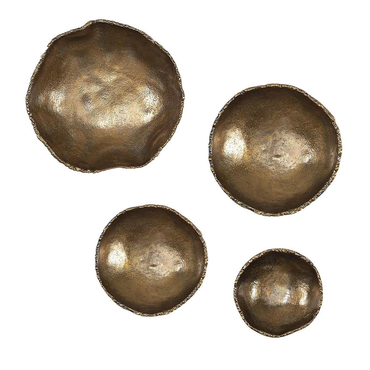 Lucky Coins Brass Wall Bowls, S/4.