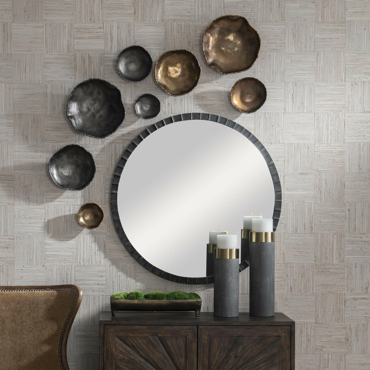 Lucky Coins Brass Wall Bowls, S/4.