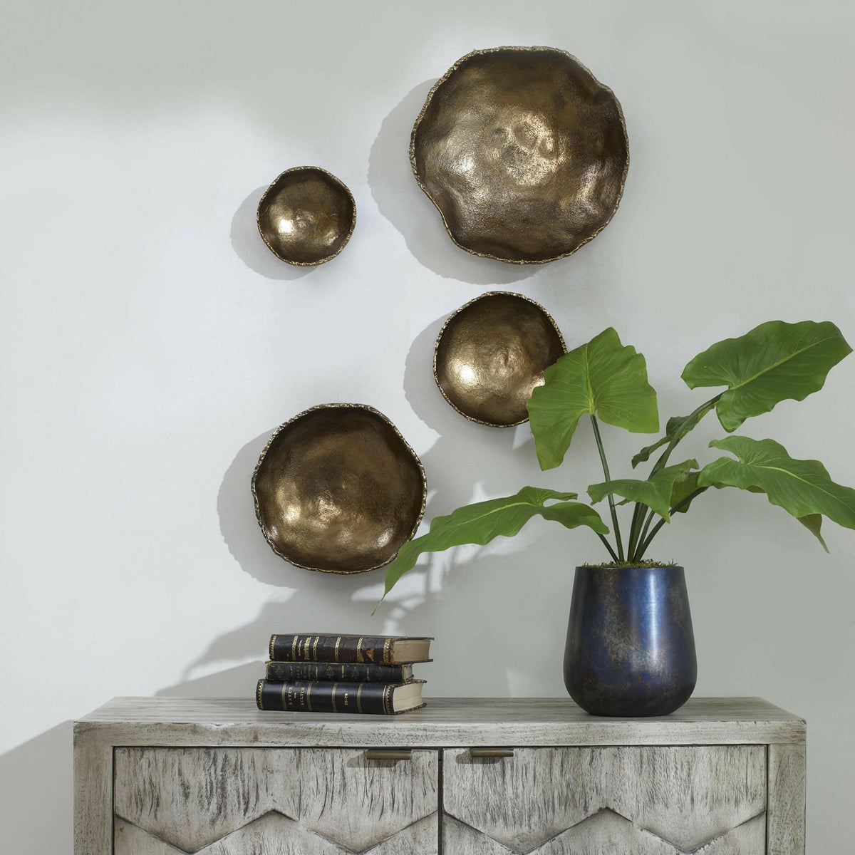 Lucky Coins Brass Wall Bowls, S/4.