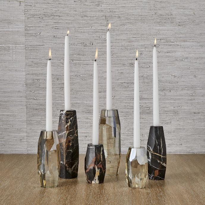 Uttermost Accessories Multifaceted Taper Candleholders - Crystal, Set of 3 House of Isabella UK