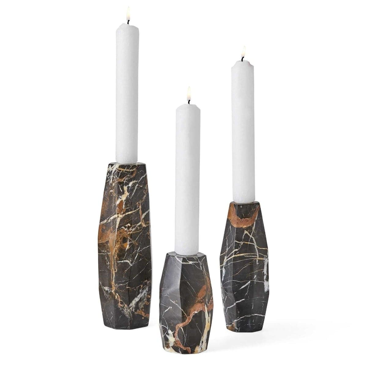 Uttermost Accessories Multifaceted Taper Candleholders - Marble, Set of 3 House of Isabella UK