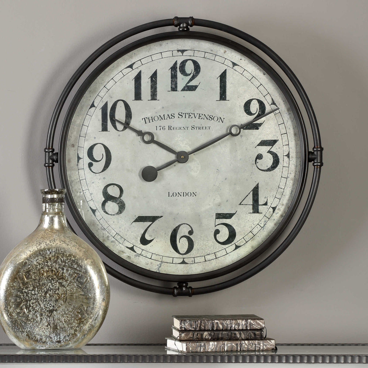 Uttermost Accessories Nakul Industrial Wall Clock House of Isabella UK