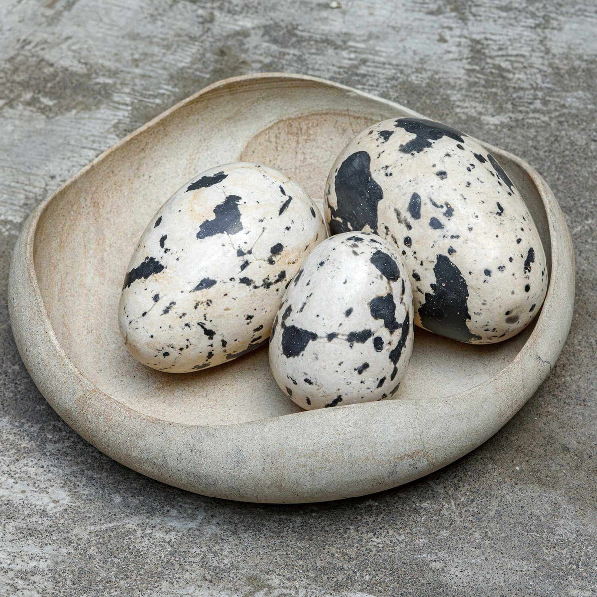 Uttermost Accessories Nest Trio Indoor-Outdoor Stone Eggs, Set of 3 House of Isabella UK