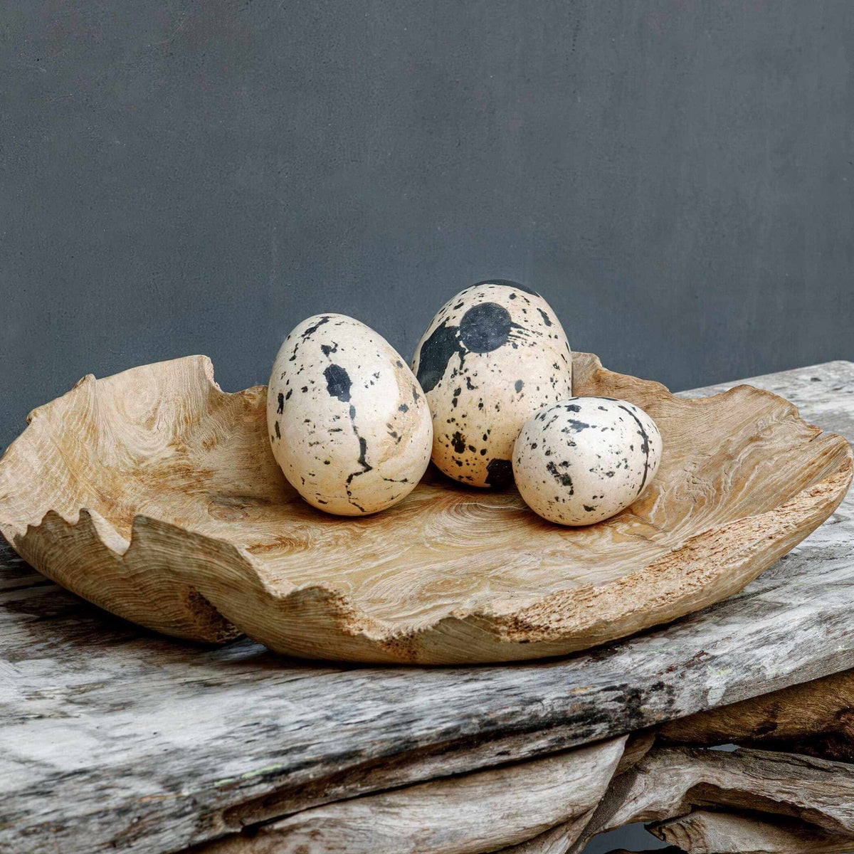 Uttermost Accessories Nest Trio Indoor-Outdoor Stone Eggs, Set of 3 House of Isabella UK