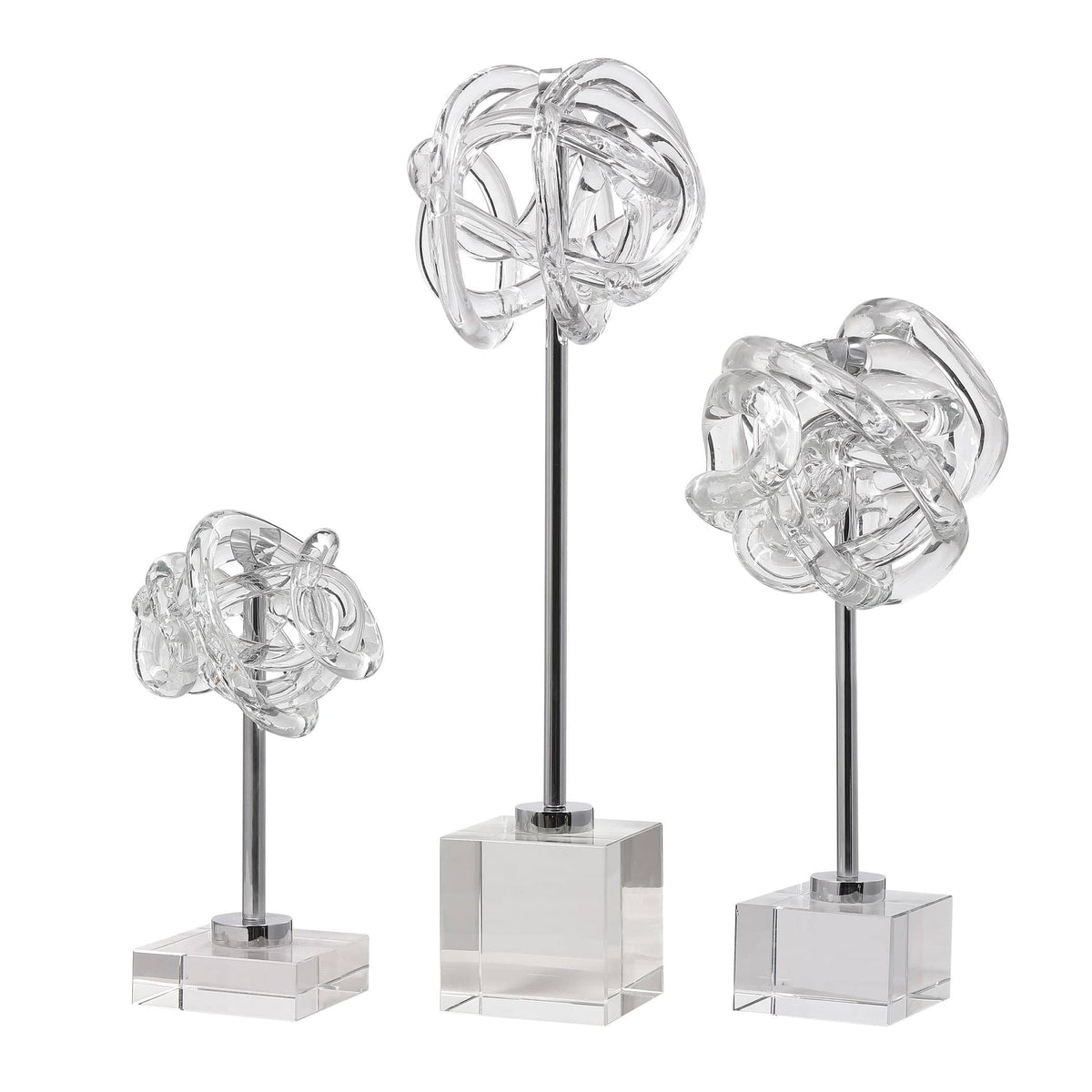 Uttermost Accessories Neuron Glass Table Top Sculptures, Set of 3 House of Isabella UK