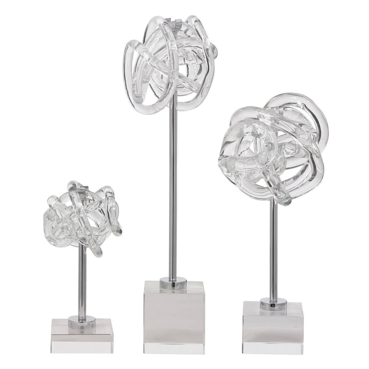 Uttermost Accessories Neuron Glass Table Top Sculptures, Set of 3 House of Isabella UK