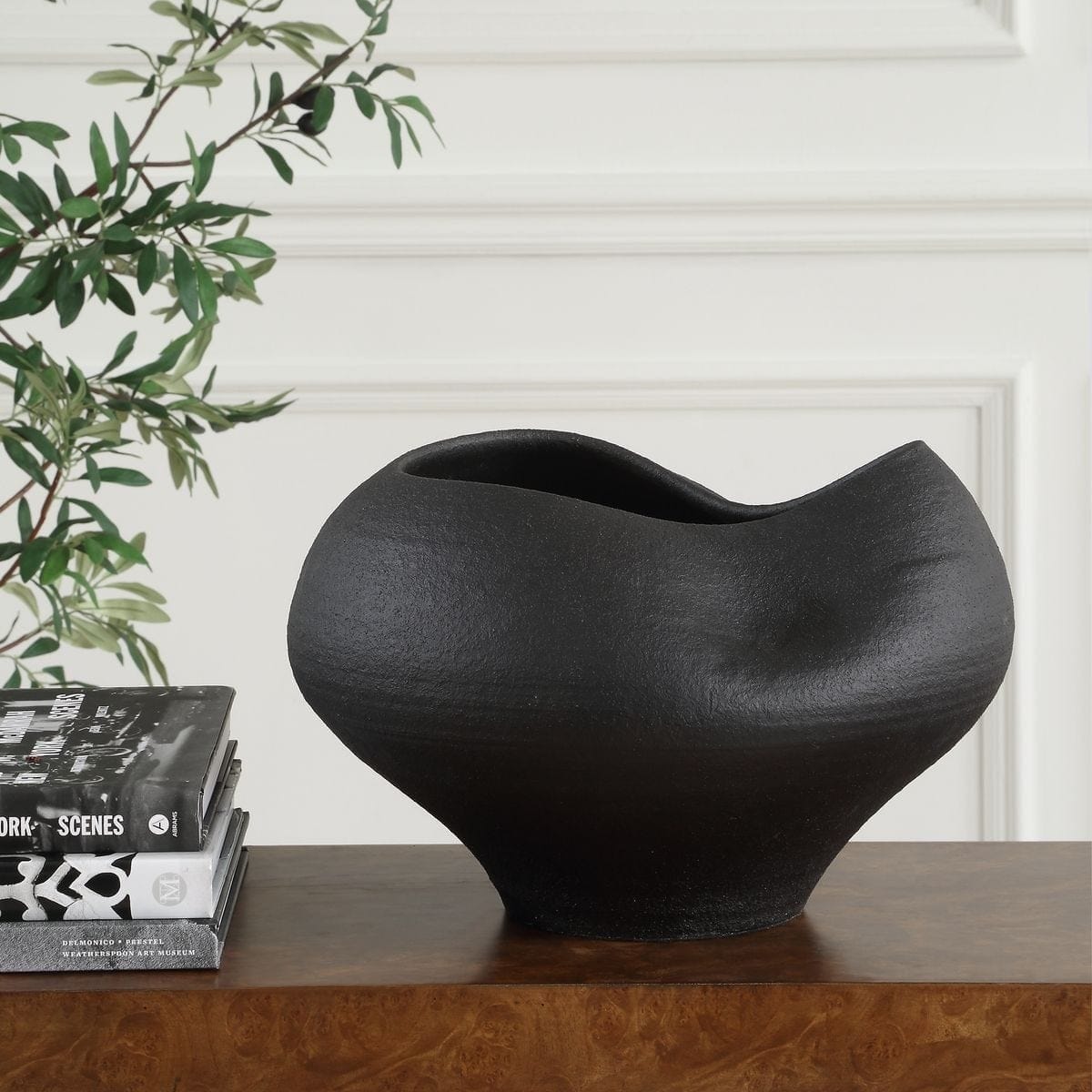 Uttermost Accessories Nocturne Black Ceramic Bowl House of Isabella UK
