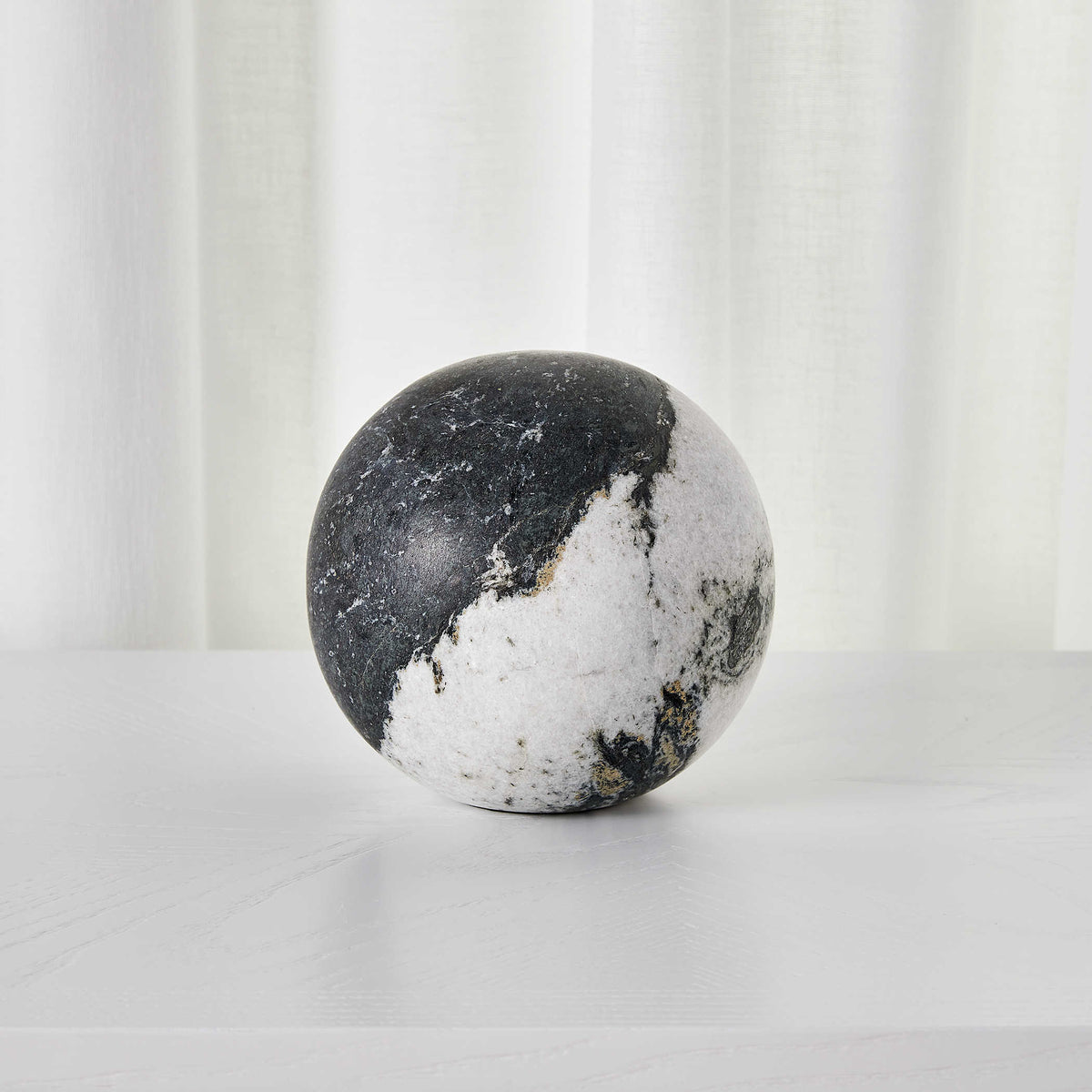 Uttermost Accessories Orb Ornament in Black and White Panda Marble House of Isabella UK