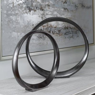 Uttermost Accessories Orbits Black Ring Sculptures, S/2 House of Isabella UK