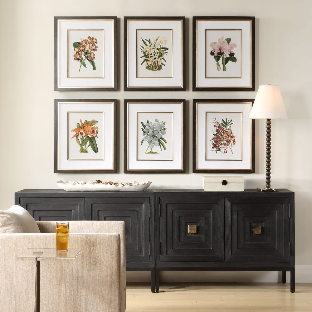 Uttermost Accessories Orchid Botanical Framed Prints Set of 6 House of Isabella UK