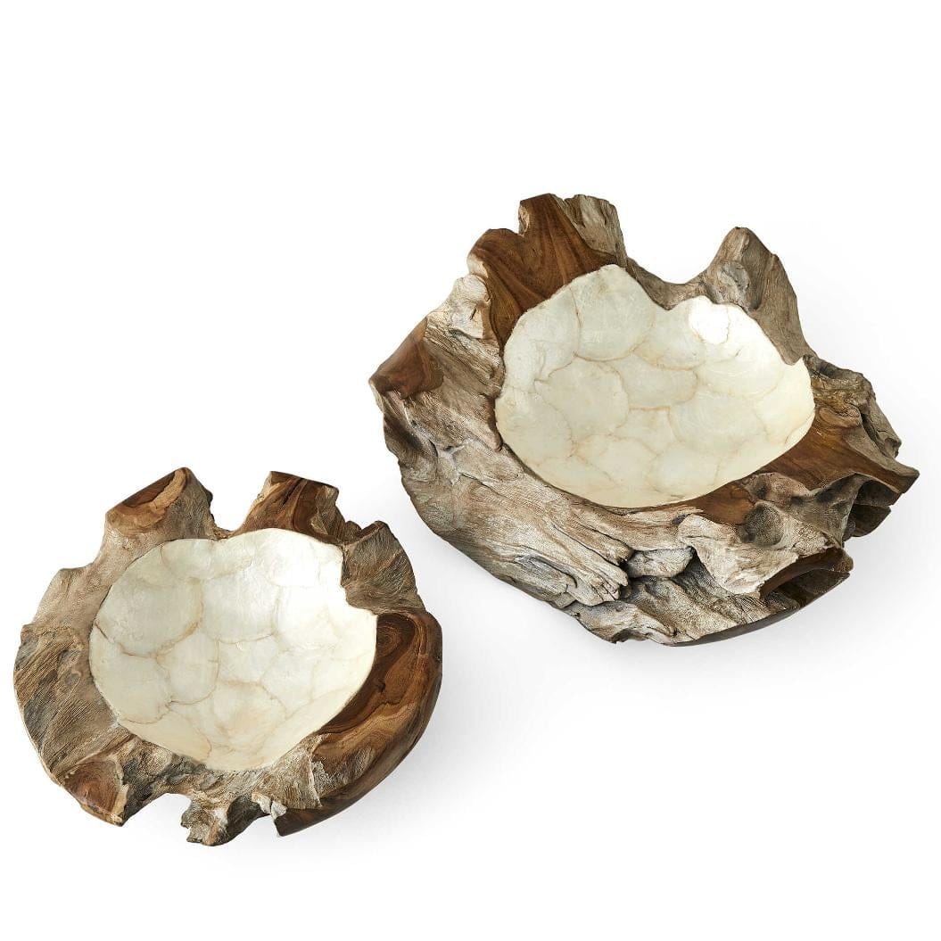 Uttermost Accessories Pearl Basin, Wooden Bowls Set of 2 House of Isabella UK