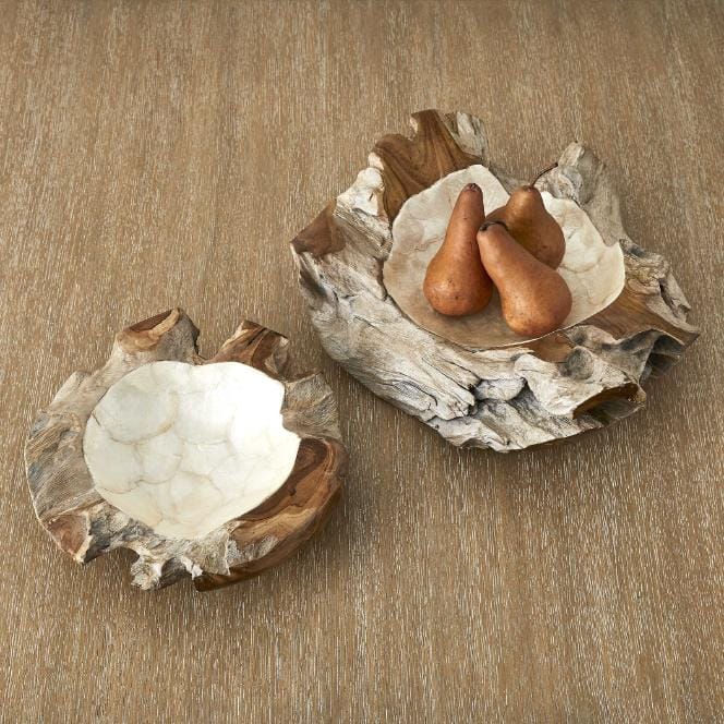 Uttermost Accessories Pearl Basin, Wooden Bowls Set of 2 House of Isabella UK