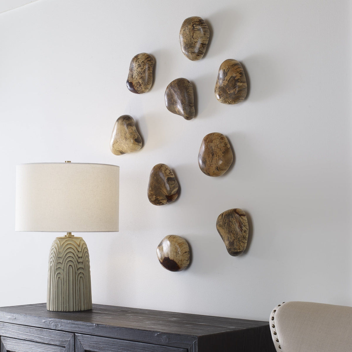 Uttermost Accessories Pebbles Blonde Wood Wall Décor - Set of 9 House of Isabella UK
